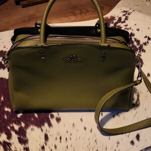 Coach Olive Green Leather Satchel